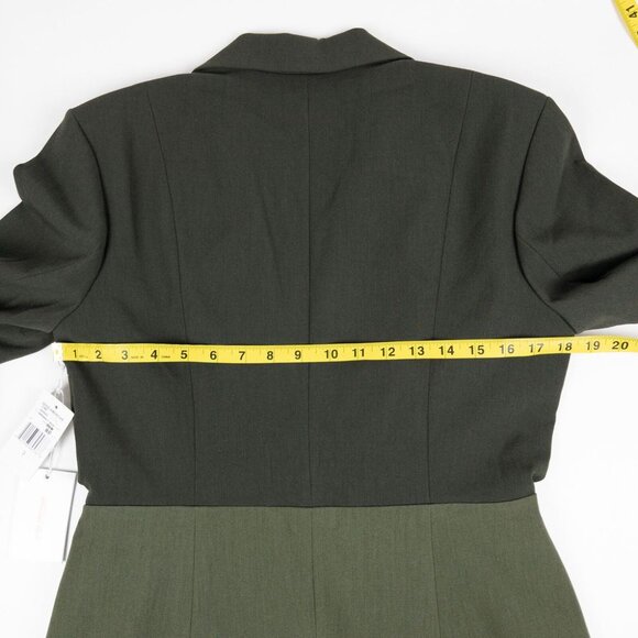 Good American Blazer Jacket Women's 3 Two-Tone Sage Green Side Slit Belted - Picture 15 of 16